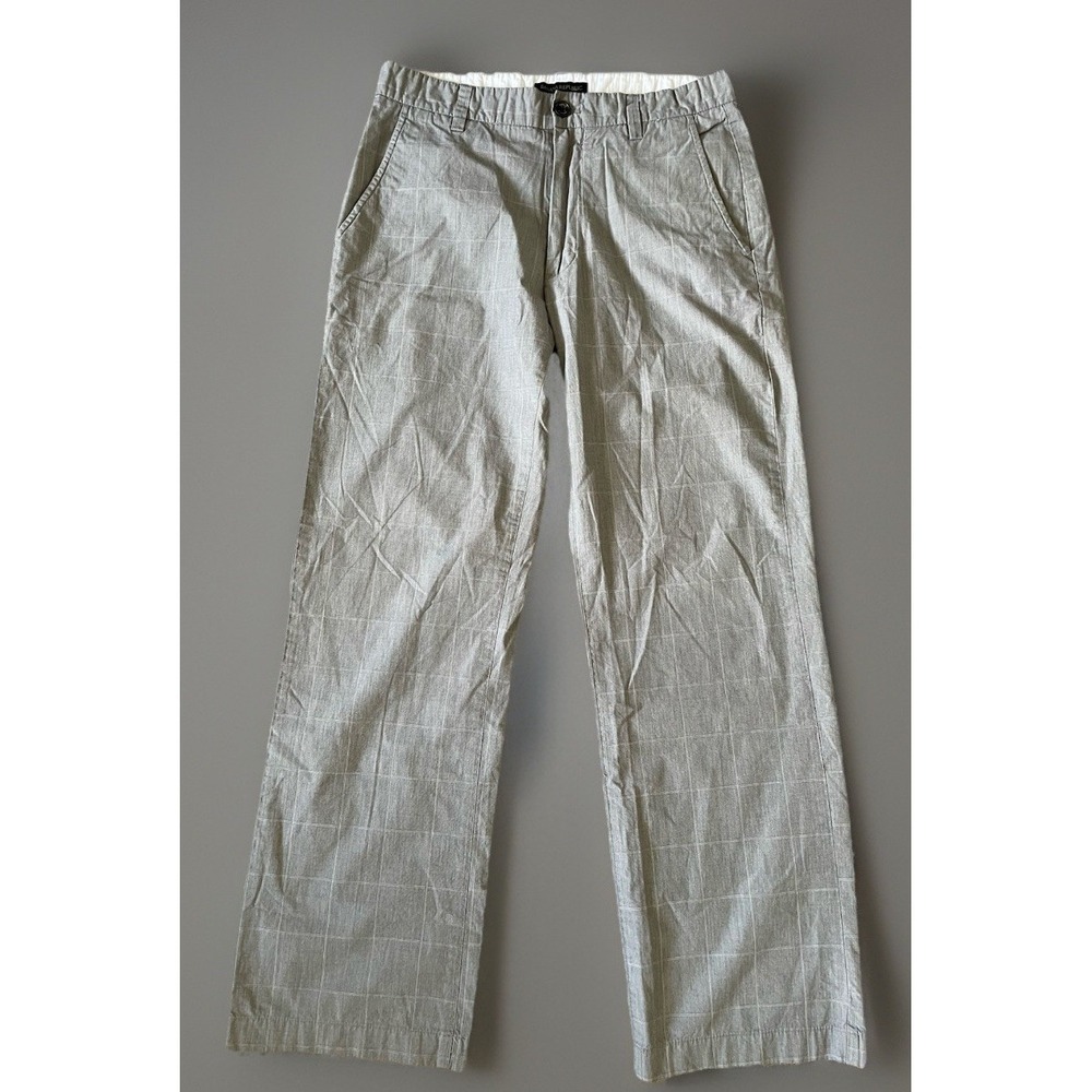 Banana Republic Chino Style Dress Pants Trousers Gray Check Plaid 31x32 JBHS